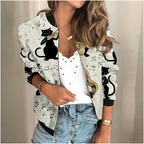 Women's Patterned Zip Jacket – Lightweight Printed Casual Jacket