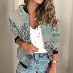Women's Patterned Zip Jacket – Lightweight Printed Casual Jacket