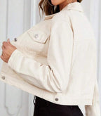 Women's Fitted Cropped Jean Jacket – Short Button Front Jacket