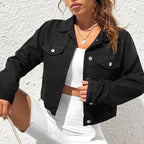 Women's Fitted Cropped Jean Jacket – Short Button Front Jacket