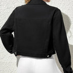 Women's Fitted Cropped Jean Jacket – Short Button Front Jacket