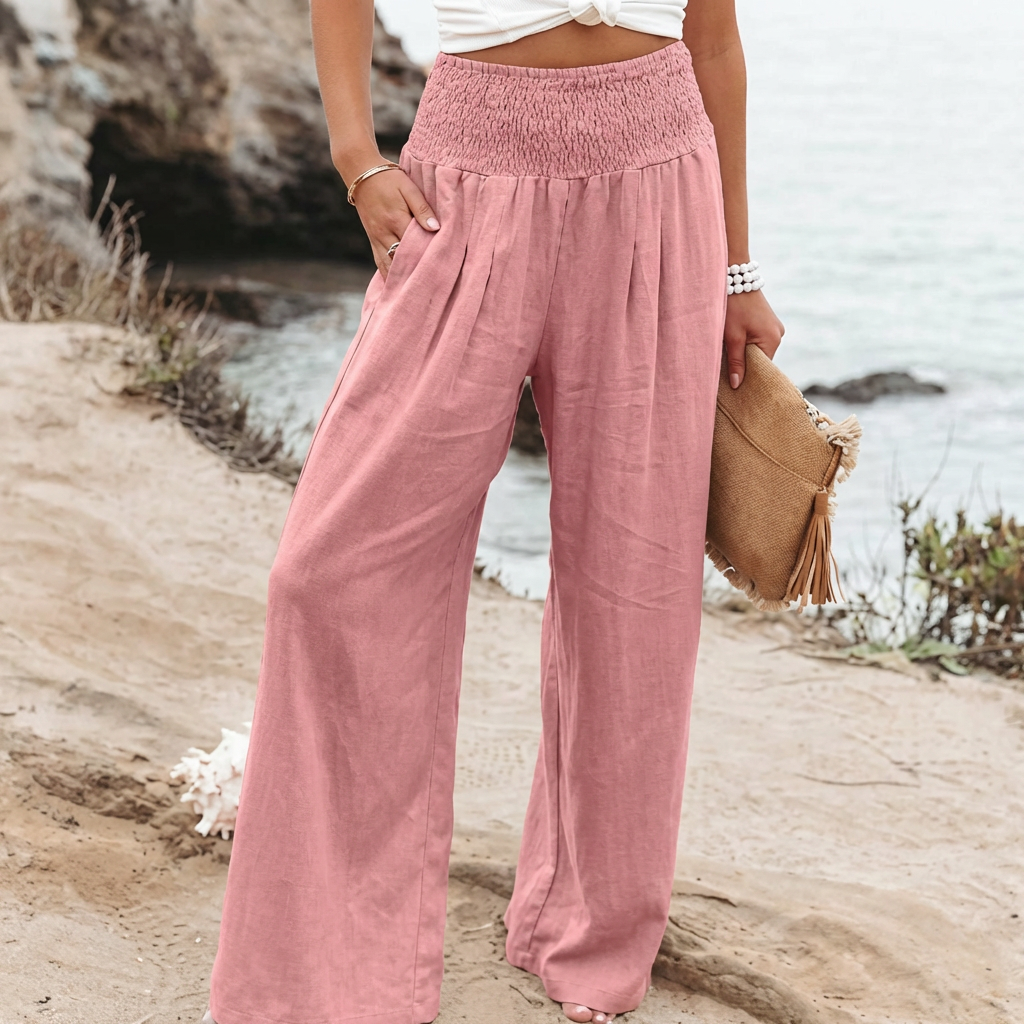 Women's Wide Leg Palazzo Pants – High Waist Elastic Waist Trousers