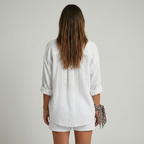 Women's Pleated Shirt Blouse – Button Front Relaxed Long Sleeve Blouse