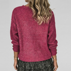 Women's Openwork Detail Blouse – V-Neck Long Sleeve Textured Blouse