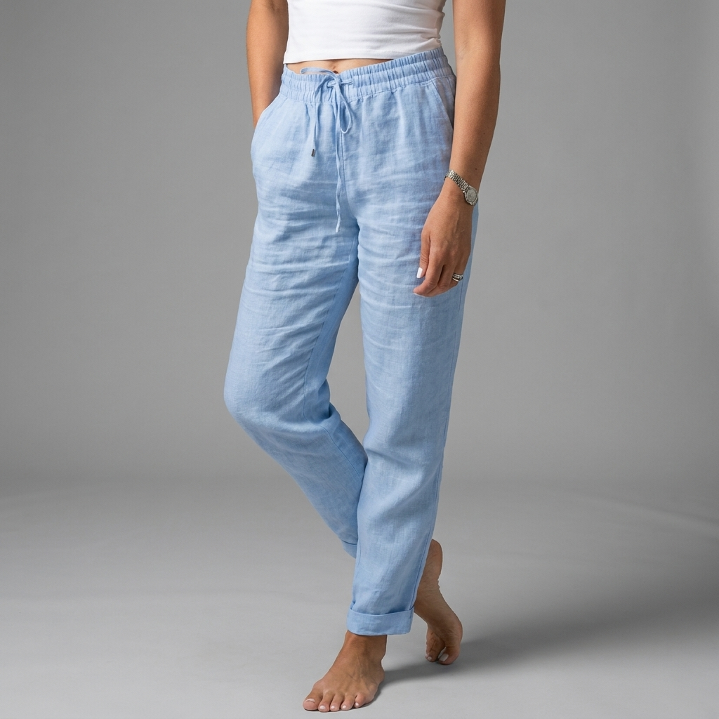 Women's Elastic Waist Pull-On Pants – High Waist Relaxed Casual Trousers