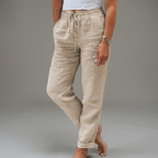 Women's Elastic Waist Pull-On Pants – High Waist Relaxed Casual Trousers
