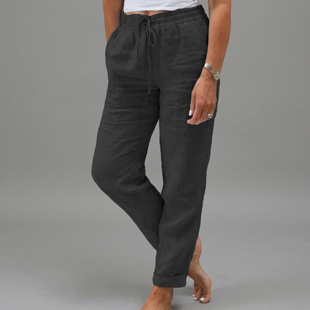 Women's Elastic Waist Pull-On Pants – High Waist Relaxed Casual Trousers