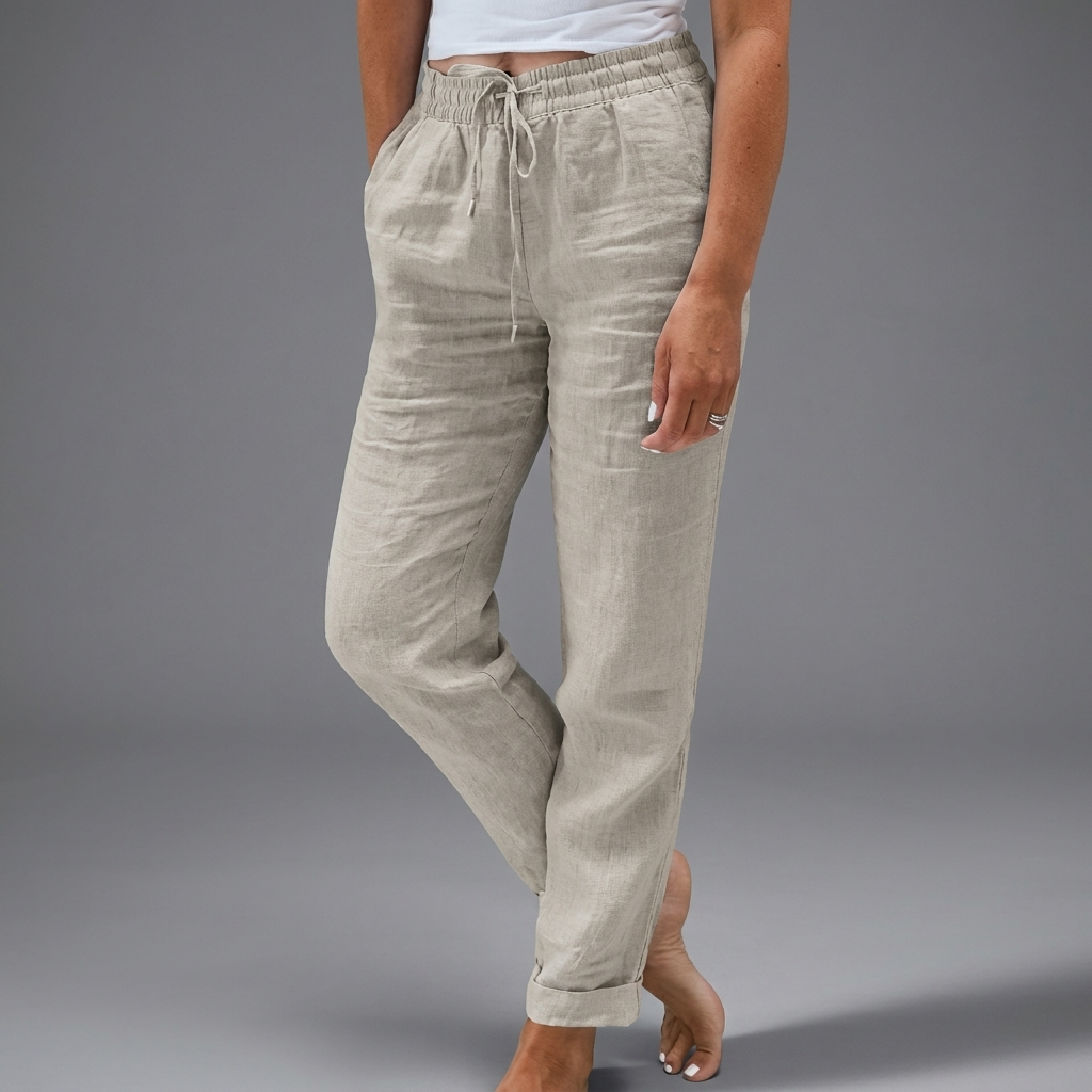 Women's Elastic Waist Pull-On Pants – High Waist Relaxed Casual Trousers
