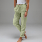 Women's Elastic Waist Pull-On Pants – High Waist Relaxed Casual Trousers