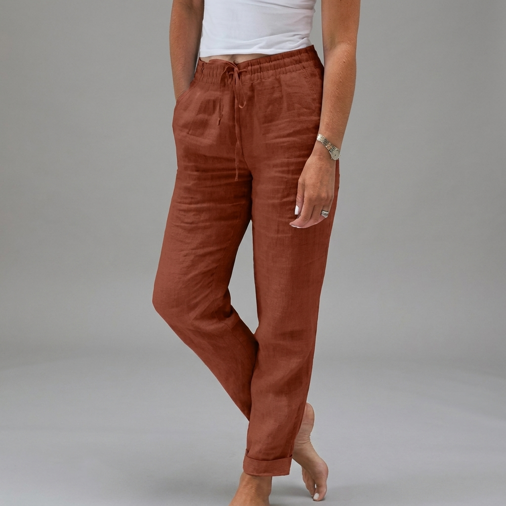 Women's Elastic Waist Pull-On Pants – High Waist Relaxed Casual Trousers