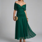 Women's V-Neck Printed Wedding Guest Maxi Dress – Flowy A-Line Formal Dress
