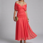 Women's V-Neck Printed Wedding Guest Maxi Dress – Flowy A-Line Formal Dress