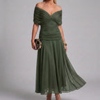 Women's V-Neck Printed Wedding Guest Maxi Dress – Flowy A-Line Formal Dress