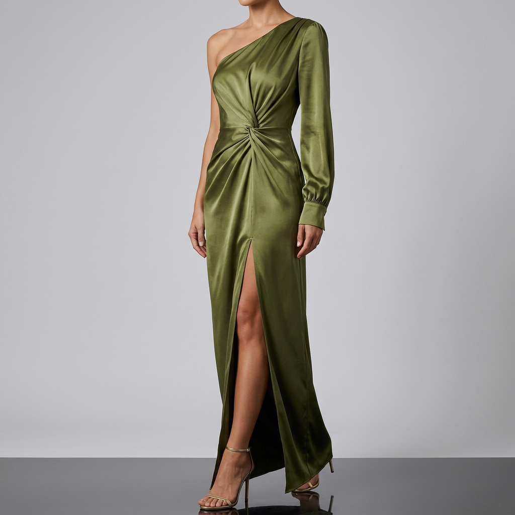 Women's One Shoulder Wedding Guest Dress – Asymmetrical Formal Evening Dress