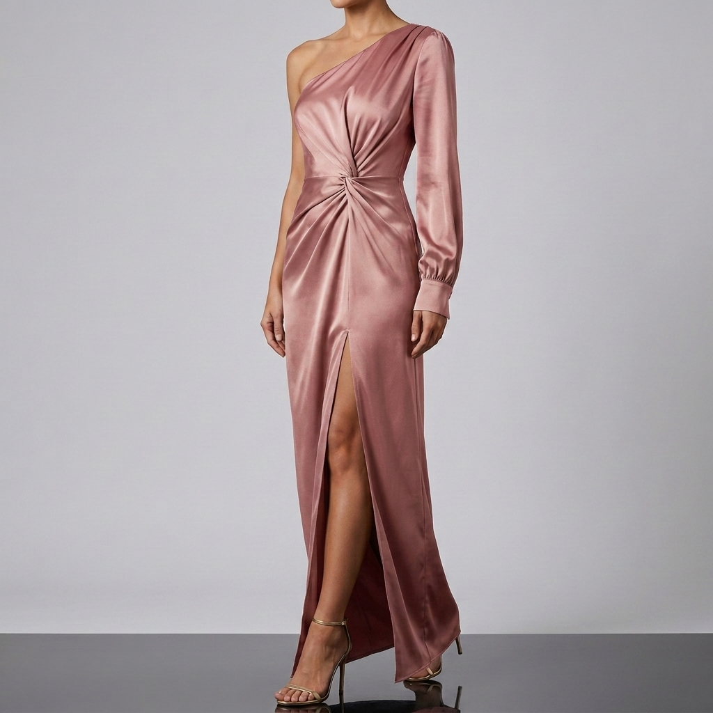 Women's One Shoulder Wedding Guest Dress – Asymmetrical Formal Evening Dress