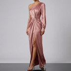Women's One Shoulder Wedding Guest Dress – Asymmetrical Formal Evening Dress
