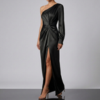 Women's One Shoulder Wedding Guest Dress – Asymmetrical Formal Evening Dress