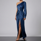 Women's One Shoulder Wedding Guest Dress – Asymmetrical Formal Evening Dress