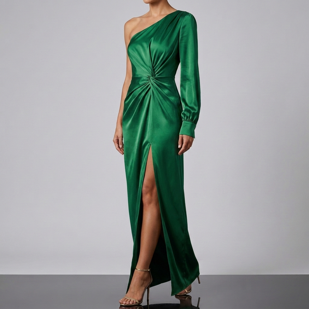 Women's One Shoulder Wedding Guest Dress – Asymmetrical Formal Evening Dress