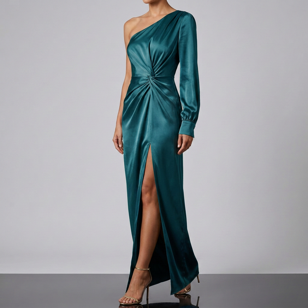 Women's One Shoulder Wedding Guest Dress – Asymmetrical Formal Evening Dress