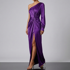 Women's One Shoulder Wedding Guest Dress – Asymmetrical Formal Evening Dress