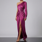 Women's One Shoulder Wedding Guest Dress – Asymmetrical Formal Evening Dress