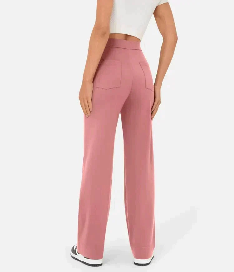 Women's High Waist Tailored Pants – Stretch Straight Leg Everyday Trousers