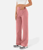 Women's Stretch Leisure Pants – High Waist Pocket Relaxed Trousers