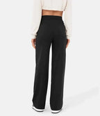 Women's Stretch Leisure Pants – High Waist Pocket Relaxed Trousers