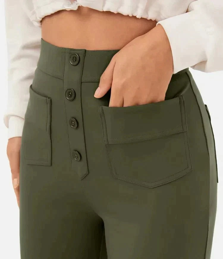 Women's High Waist Tailored Pants – Stretch Straight Leg Everyday Trousers