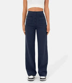 Women's Stretch Leisure Pants – High Waist Pocket Relaxed Trousers