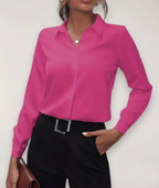 Women's Tailored Button Front Blouse – Classic Office Work Blouse