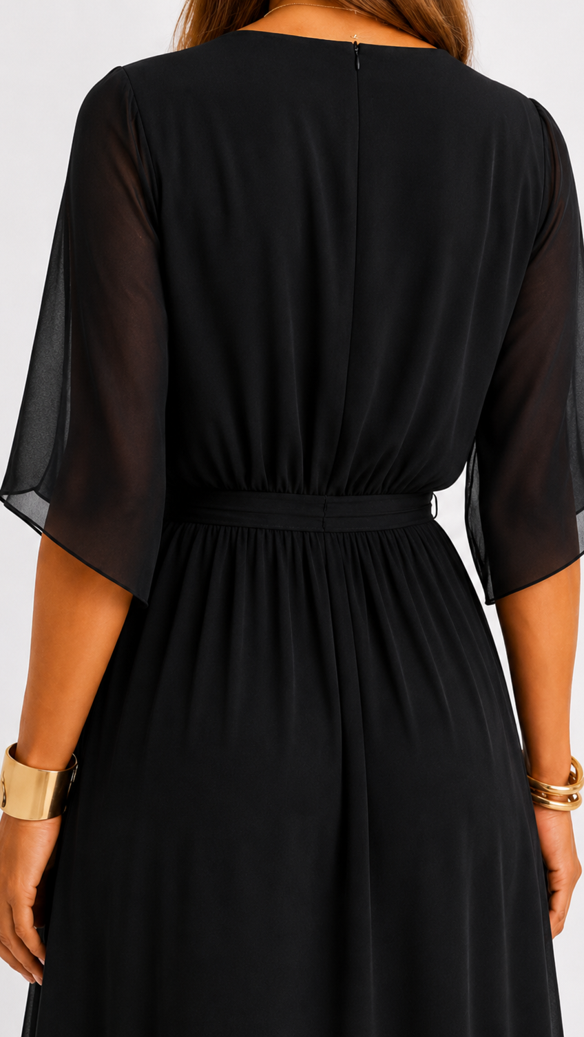 Women's V-Neck Wrap Dress – Tie Waist Flowy Occasion Dress
