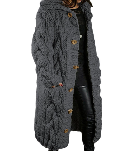 Women's Chunky Winter Cardigan – Relaxed Long Sleeve Cozy Cardigan