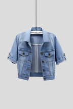 Women's Cropped Button Jean Jacket – Relaxed Short Casual Jacket
