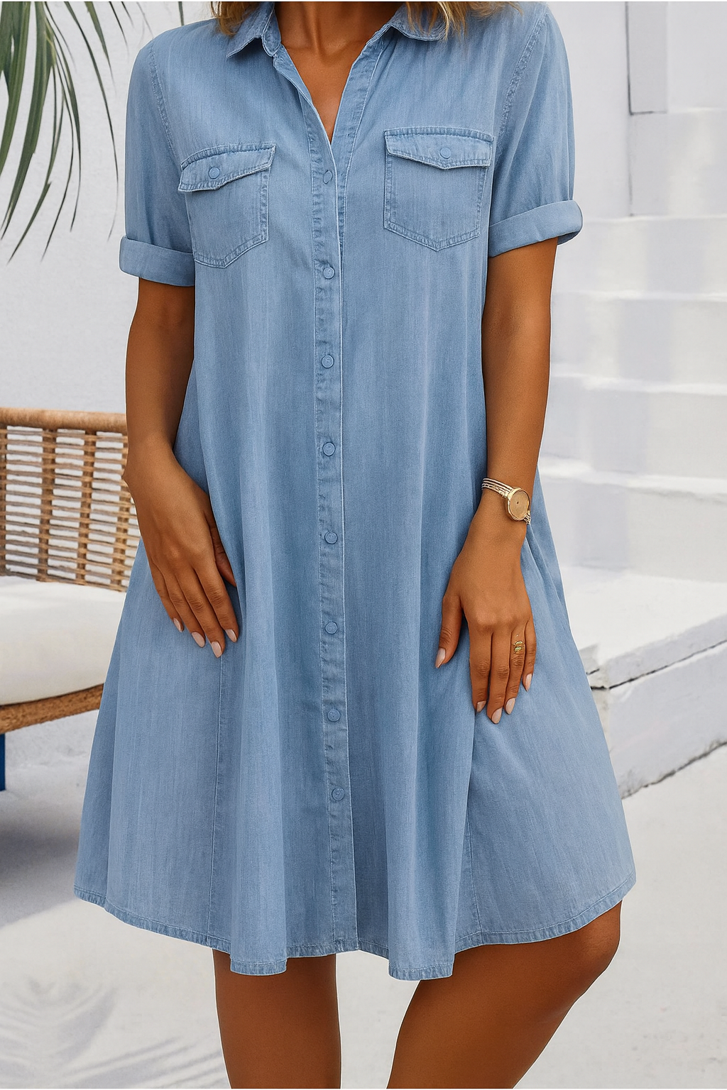 Women's Midi Dress – Denim Look Casual Dress – Peyton