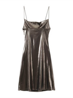 Women's Metallic Mini Dress – Strappy Open Back Fitted Party Dress