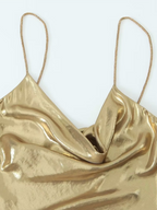 Women's Metallic Mini Dress – Strappy Open Back Fitted Party Dress