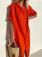 Women's Button-Up Shirt Dress – Casual Shirt Dress