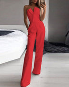 Women's Sleeveless Evening Jumpsuit – Flowy Wide Leg Formal Occasion Jumpsuit