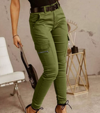 Women's High Waist Cargo Pants – Tapered Leg Pocket Trousers
