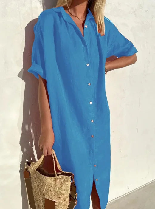 Women's Button-Up Shirt Dress – Casual Shirt Dress