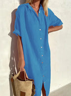 Women's Button-Up Shirt Dress – Casual Shirt Dress