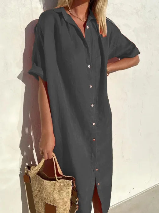 Women's Button-Up Shirt Dress – Casual Shirt Dress