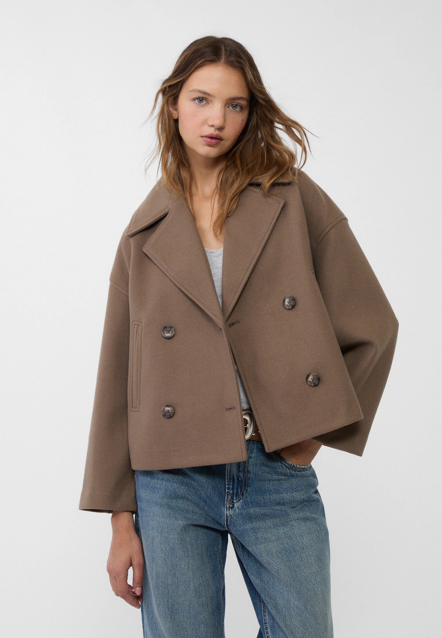 Women's Double Breasted Coat – Elegant Long Coat – Anna