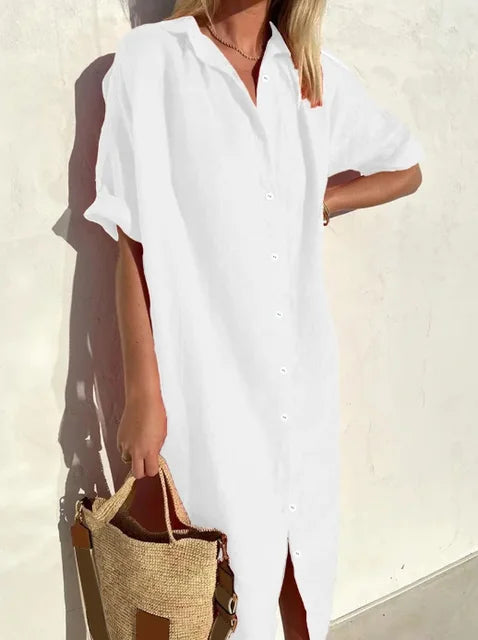 Women's Button-Up Shirt Dress – Casual Shirt Dress