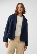 Women's Double Breasted Coat – Elegant Long Coat – Anna