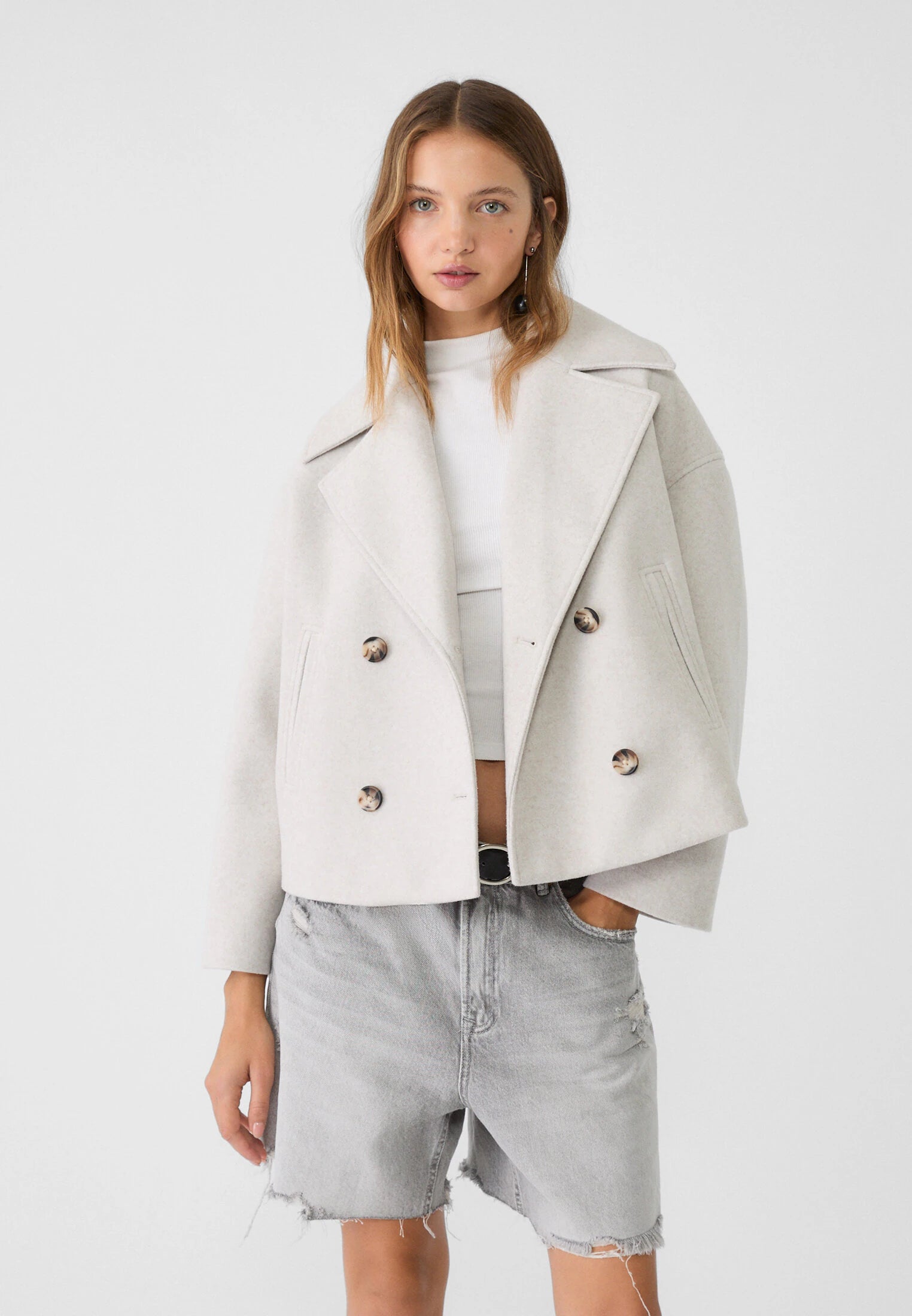 Women's Double Breasted Coat – Elegant Long Coat – Anna