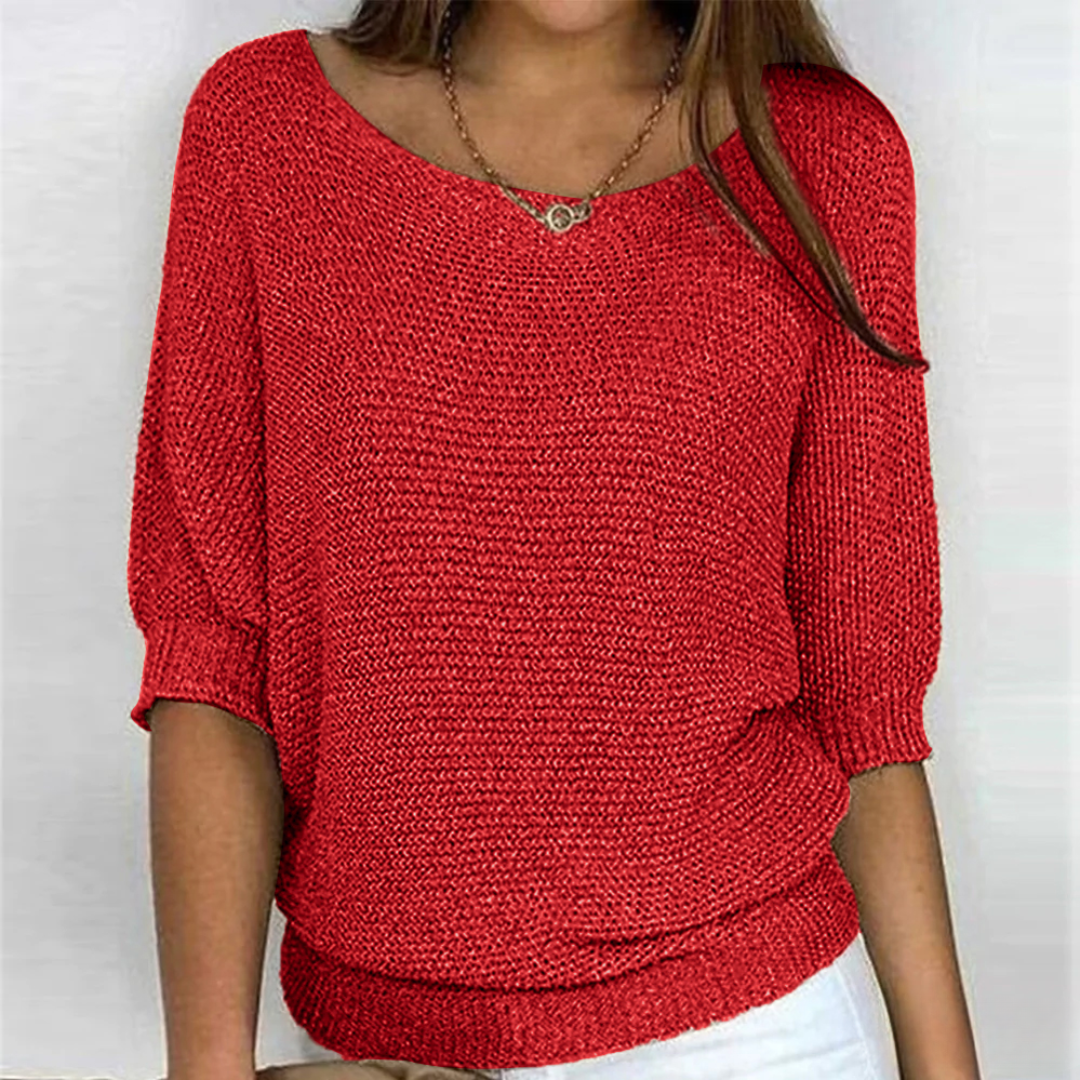 Women's Relaxed Cross Knit Sweater – Classic Winter Sweater