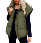 Women's Sleeveless Puffer Vest – Zip Front Pocket Quilted Gilet